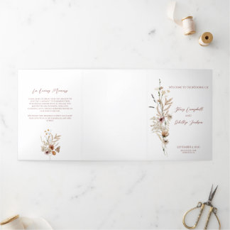 Programme de triple lettre Mariage fleur sauvage