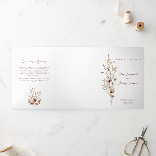 Programme de triple lettre Mariage fleur sauvage (Extérieur)