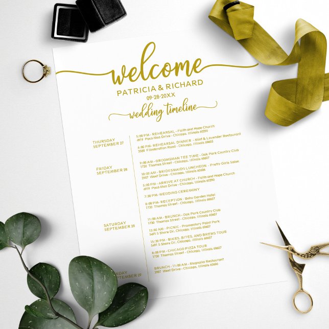 Programme de week-end de mariage de 4 jours Chrono (Créateur téléchargé)