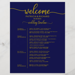 Programme de week-end de mariage sur 4 jours bleu 