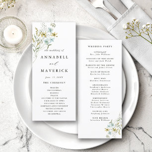 Programme Délicat Fleur sauvage moderne Boho Mariage cérémon