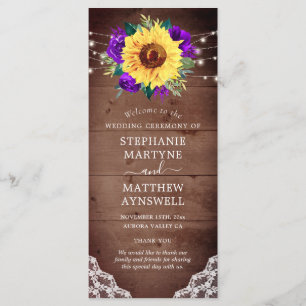 Programme Dentelle de tournesol rustique Rose violet Mariage