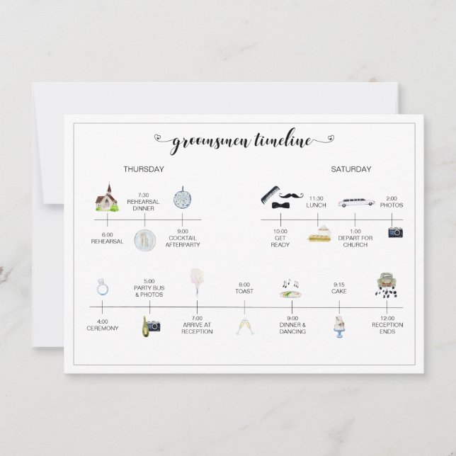 Programme des Groomsmen Wedding Day Timeline of Ev (Devant)
