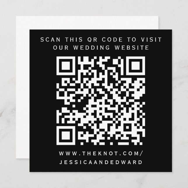 Programme Détails du mariage Qr Code Simple Noir Blanc Minim (Devant / Derrière)
