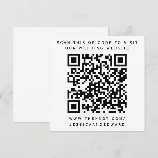 Programme Détails du mariage Qr Code Simple Noir Minimal Chi (Devant / Derrière)