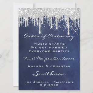 Programme d'événement de mariage bleu marine gris 