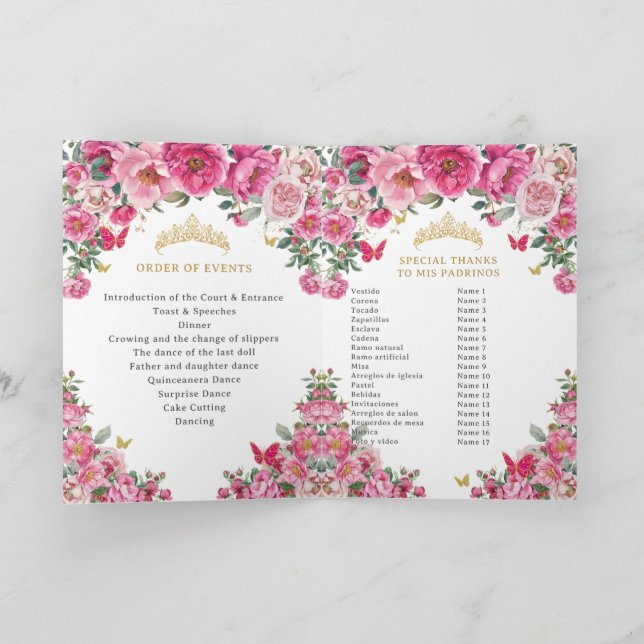 Programme d'événements d'église de Quinceañera Fuc (Intérieur)