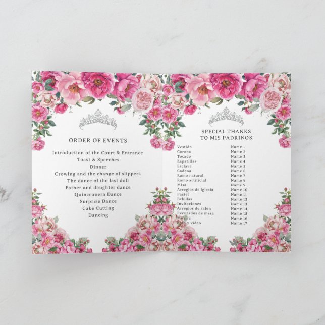 Programme d'événements d'église de Quinceanera Fuc (Intérieur)