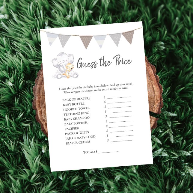 Programme Devinez Le Prix Jeu Moderne Baby Elephant Card (Créateur téléchargé)