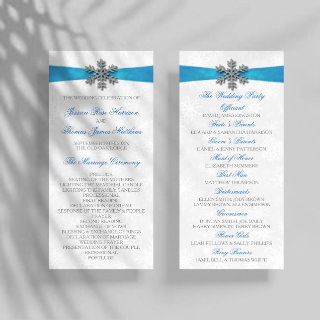 Programme Diamante Snowflake & Blue Ribbon Mariage d'hiver (Créateur téléchargé)