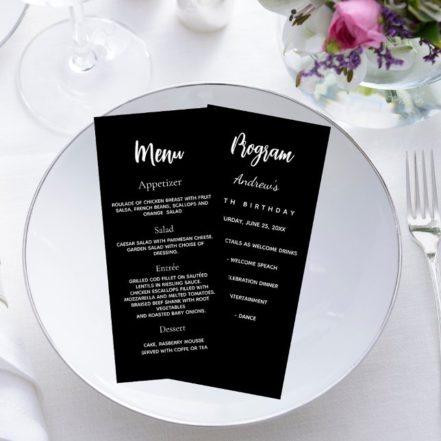 Programme dîner menu noir blanc (Créateur téléchargé)