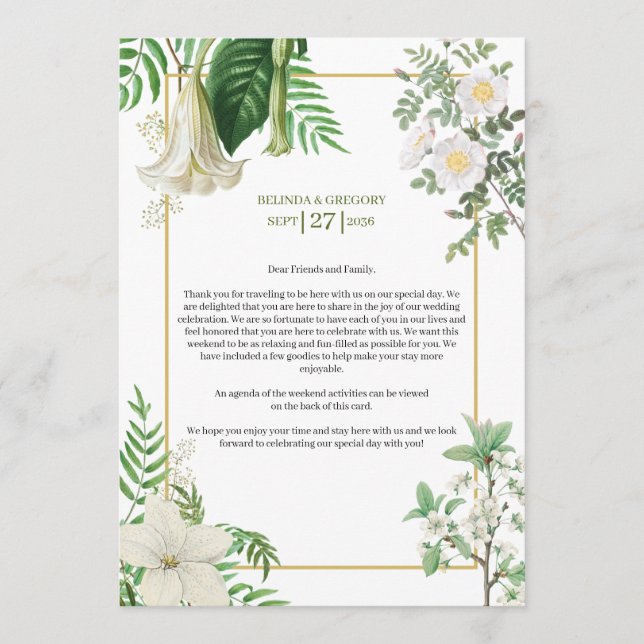 Programme d'innovation Mariage Floral Vert Blanc (Devant)