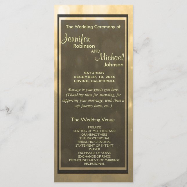 Programme d'invités Gold Bokeh Lights (Devant)