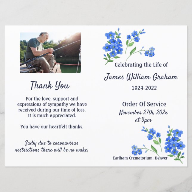 Programme D'Ordre Funéraire Du Service Souvenir (Devant)