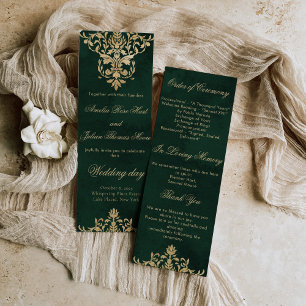 Programme d'ornement victorien vert et Mariage or