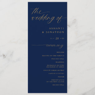 Programme Douce Écriture Romantique Mariage Bleu Nuit et Or