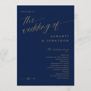 Programme Douce Mariage Romantique Sombre Bleu Nuit et Or
