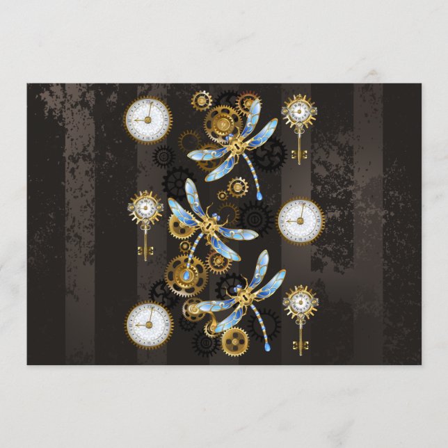 Programme Dragonflies de Steampunk sur arrière - plan rayé b (Devant)