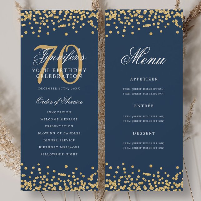 Programme du 70e anniversaire confettis bleu marin (Créateur téléchargé)