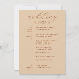 Programme du week-end de mariage Calendrier Peac