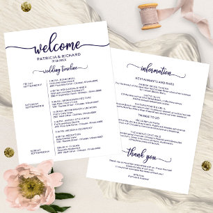 Programme du week-end de mariage Chic Bleu Navy Ca