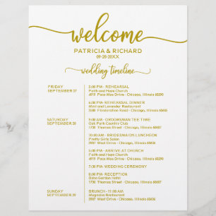 Programme du week-end de mariage Chic Chronologie 
