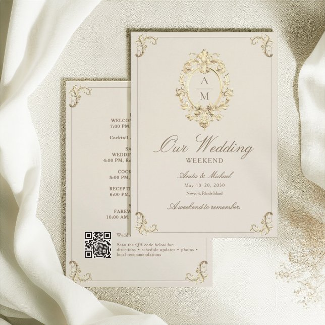 Programme du week-end de mariage en or baroque vin (Créateur téléchargé)