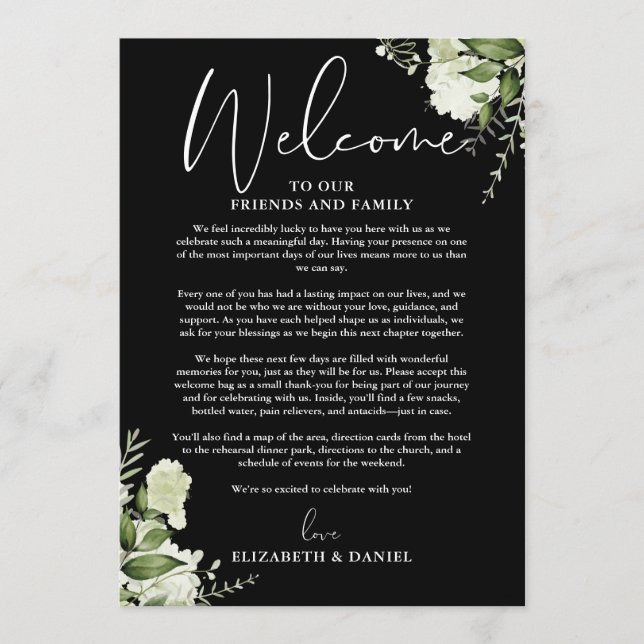 Programme du week-end de mariage Floral verdure (Devant)