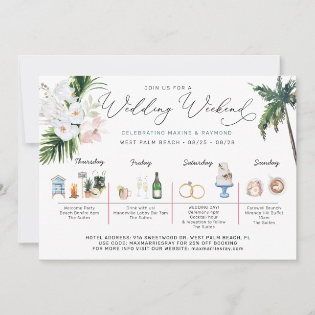Programme du week-end de mariage | Plage tropicale (Devant)