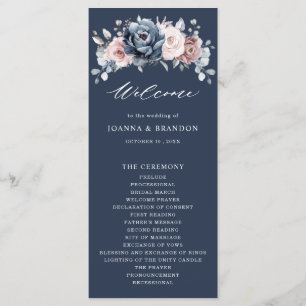 Programme Dusty Blue Mauve Rose rose ardoise Mariage floral 