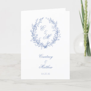 Programme Dusty Blue Monogram Mariage de couronne botanique