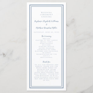 Programme Dusty Blue Service Mariage Ceremony Moderne Simple