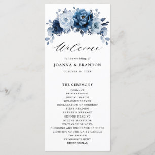 Programme Dusty Blue Slate Navy Floral Botanal Mariage