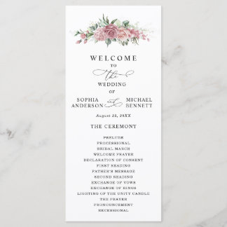 Programme Dusty Pink Floral Wedding Program