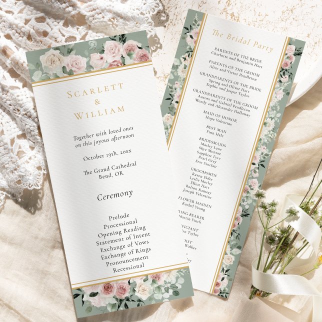 Programme Dusty Rose Gold Sage Vert simple Mariage (Créateur téléchargé)