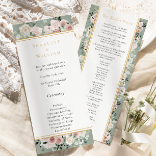 Programme Dusty Rose Gold Sage Vert simple Mariage