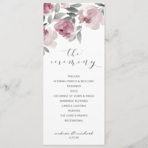 Programme Dusty Rose Mariage Mauve Aquarelle