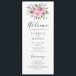 Programme Dusty Rose Mauve Floral Rustic Mariage aquarelle<br><div class="desc">Dusty Rose Mauve Floral Rustic Watercolor Wedding Programme. Programme de mariage floral Dusty rose et mauve avec de belles fleurs d'aquarelle peintes à la main et bouquet verdoyant avec script de calligraphie moderne. Éléments correspondants disponibles.</div>