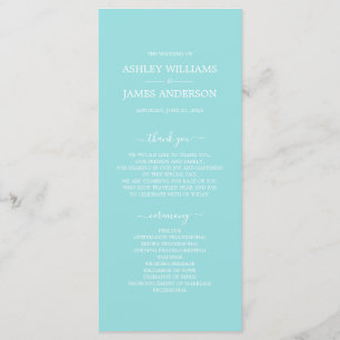 Programme Écriture Chic Turquoise Bleu Simple Minimal Mariag