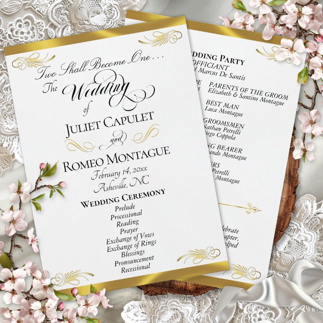 Programme Écriture élégante - Mariage perle blanche/or (Créateur téléchargé)