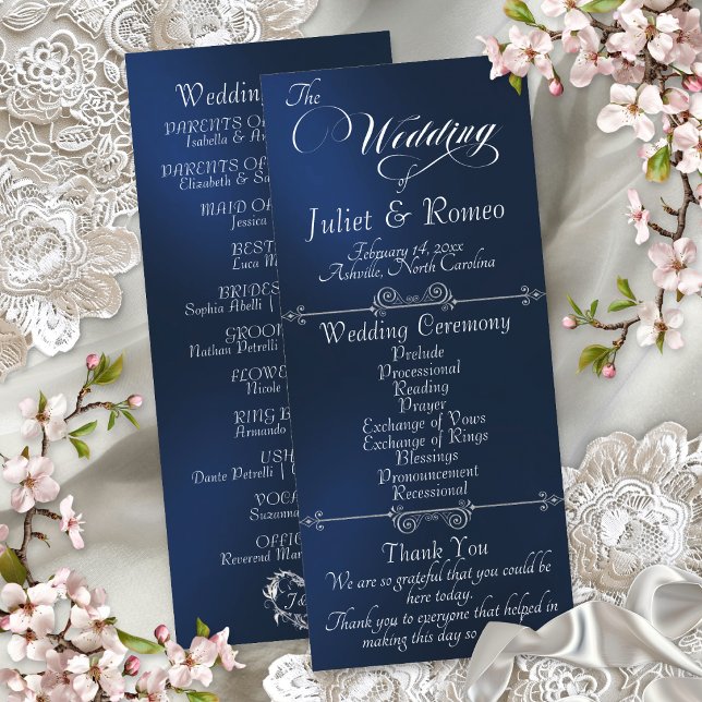 Programme Écriture Élégante & Monogramme - Mariage Bleu (Créateur téléchargé)
