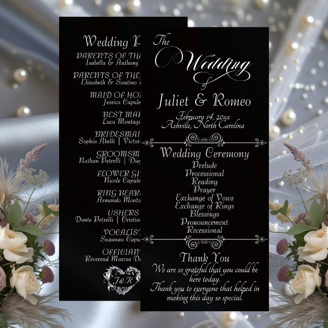 Programme Écriture Élégante & Monogramme - Mariage Noir (Créateur téléchargé)