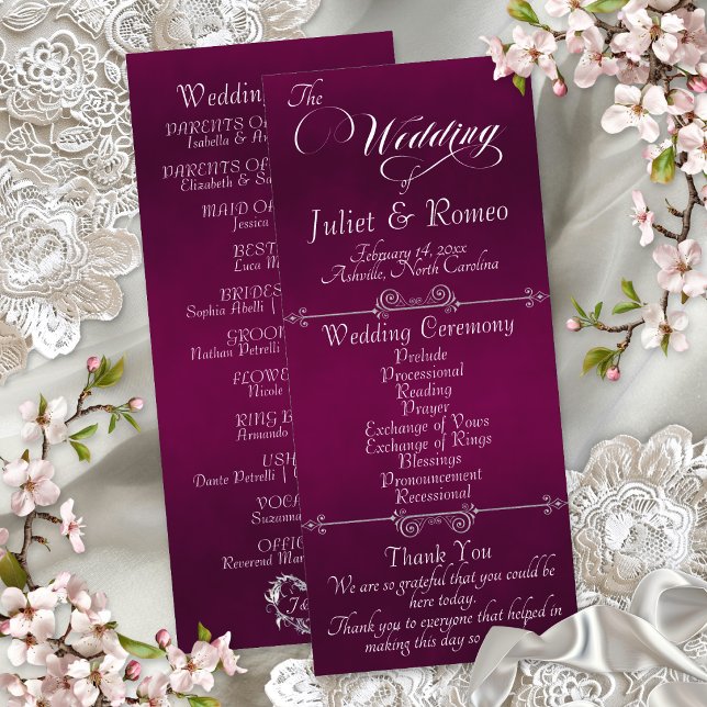 Programme Écriture élégante & monogramme - Mariage prune (Créateur téléchargé)
