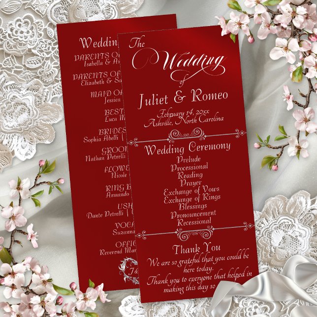 Programme Écriture élégante & Monogramme - Mariage Rouge (Créateur téléchargé)