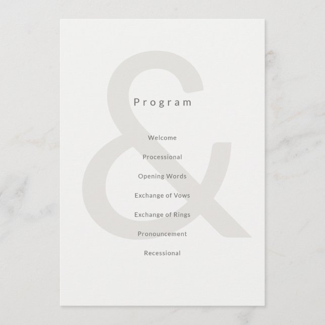 Programme Editorial Typography Wedding Program (Devant)