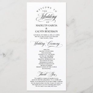 Programme Élégance classique Script noir, Cérémonie Mariage