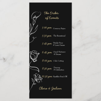 Programme Élégance Florale Mariage à la Main en Noir Humeur