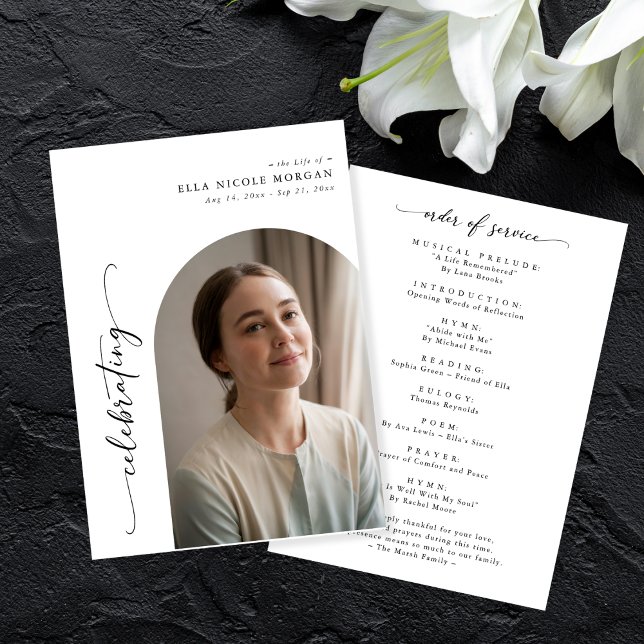 Programme Elégant Arc Photo Célébration de la vie funéraire (Créateur téléchargé)