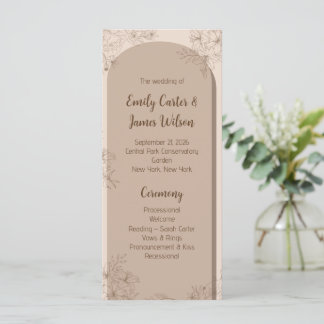 Programme Elegant Beige Floral Wedding