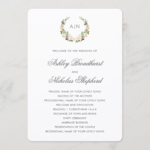 Programme Élégant blason floral aquarelle de mariage
